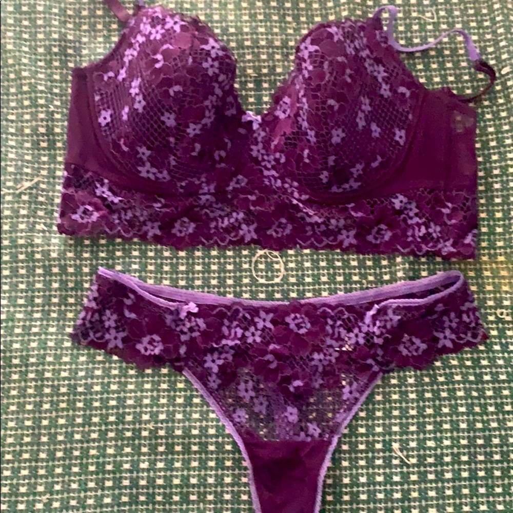 Adore Me purple lace Bra & thong
